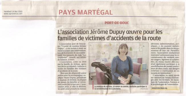 L'association Jérôme Dupuy oeuvre pour les familles des victimes