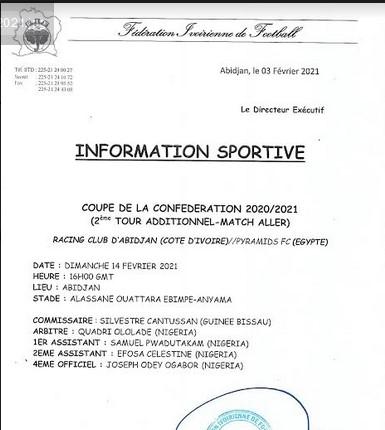 COTE D' IVOIRE: COUPE DE LA CONFEDERATION 2020/2021