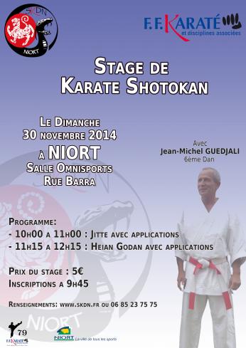 Stage Karaté Shotokan Niort le 30 novembre 2014