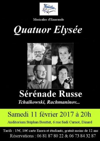 Concert ;Sérénade Russe avec le Quatuor ELYSEE