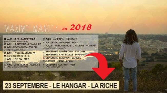Maxime Manot' en concert à TOURS-LA RICHE - Grande salle du HANGAR le 23/09/2018