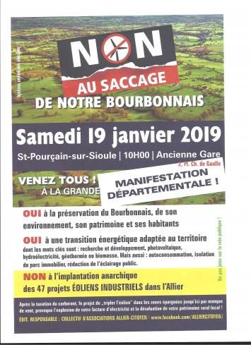MANIFESTATION DEPARTEMENTALE à SAINT-POURCAIN LE 19/01/2019 à10H00