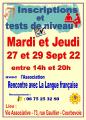 Inscription et Tests de Niveau - Mardi 27 Sept 2022 à 14h00