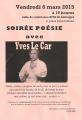 Vendredi 6 mars 2015, soirée poésie avec Yves Le Car, BFM de Limoges, 19 heures