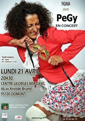 PeGy en concert le 21 avril 2014 a 20 H 30 Au Centre Georges Brassens DOMONT 95330 - 01 39 91 50 69