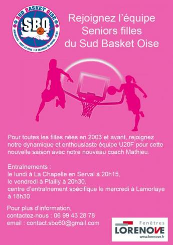 Rejoignez les Seniors filles du Sud Basket Oise