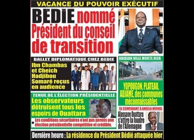 COTE D'IVOIRE: Ouattara élu au 3ème mandat, Constat de Vacance de Pouvoir Exécutif ivoirien, face à la mise place du Conseil de transition de la majorité de l'opposition sous la Présidence de HENRI KONAN BEDIE 