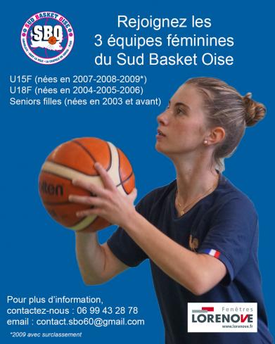 Rejoignez les 3 équipes féminines du Sud Basket Oise