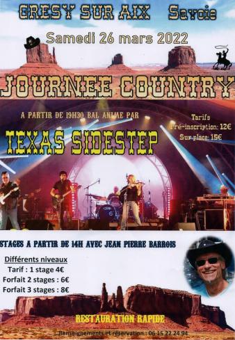 Journée country animée par les Texas Sidestep. Stage 3 niveaux avec JP Barrois