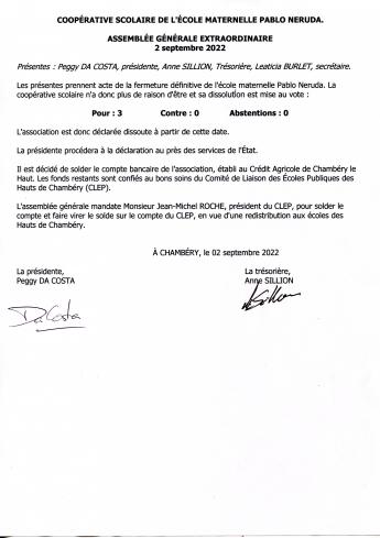 dissolution de l'association