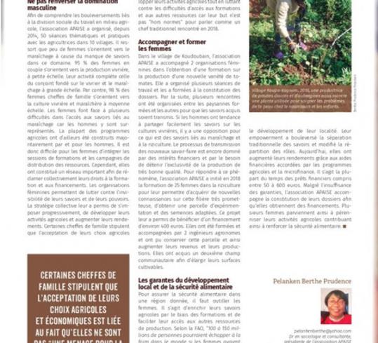 Publication d’un article par la fondatrice de l'association APAISE