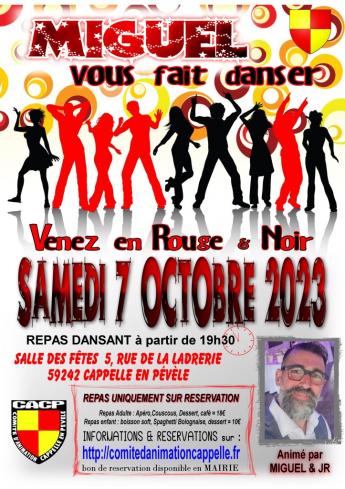 Soirée dansante autour d'un bon repas le 7 octobre 2023