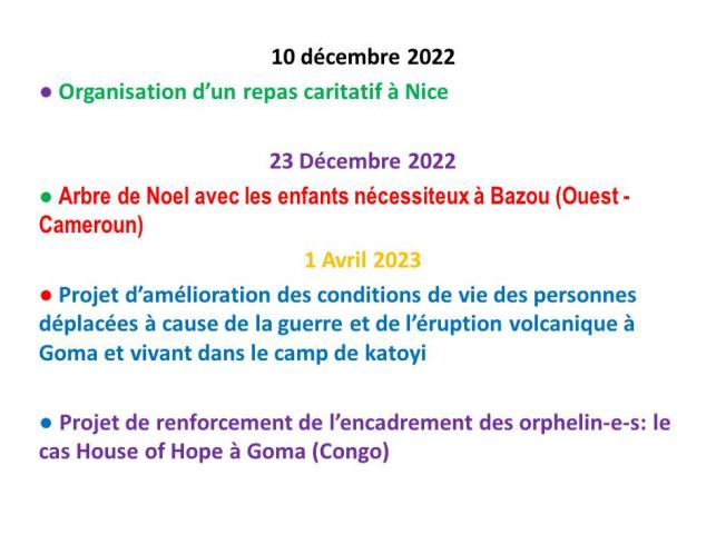 La suite du résumé de nos activités depuis 2013