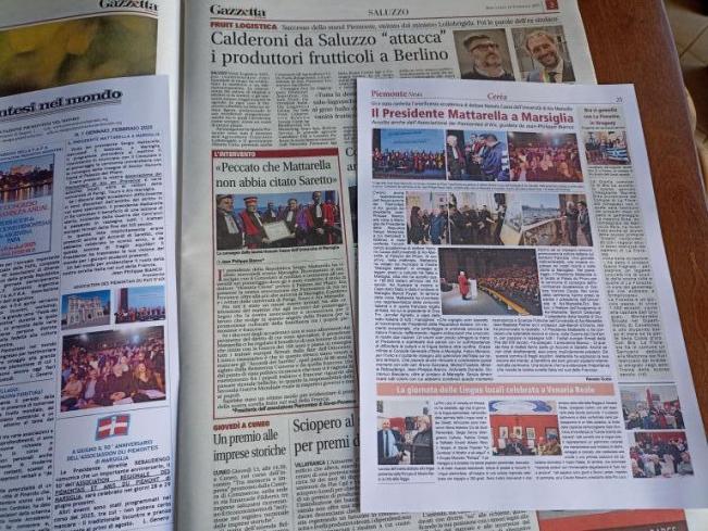 Presse piémontaise et retours du passage du président Mattarella à Marseille