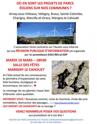 Réunion publique sur l'implantation d'éoliennes autour de Sainte-Colombe-en-Auxois (21350)