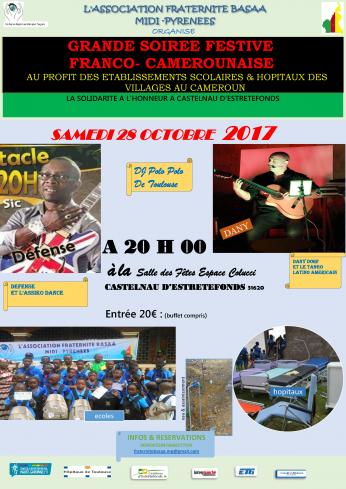 GRANDE SOIREE FRANCO-CAMEROUNAISE SAMEDI 28 OCTOBRE 2017 A CASTELNAU D'ESTRETEFONDS