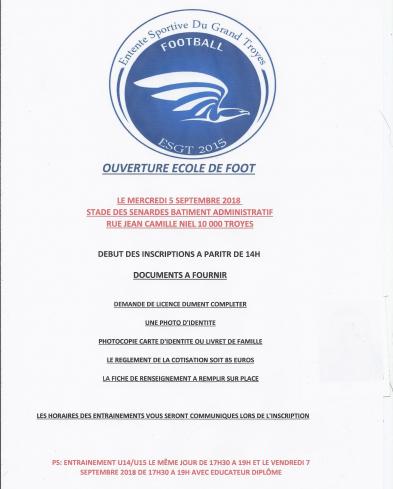 Ouverture école de foot